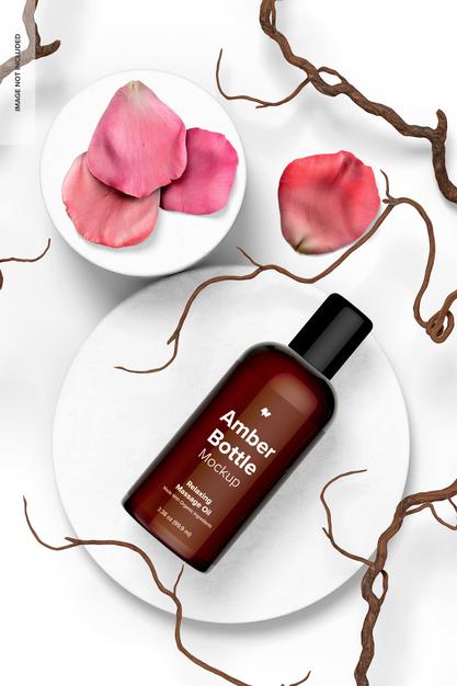 3.38 Oz Amber Bottle Mockup Psd