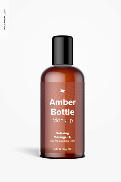 3.38 Oz Amber Bottle Mockup Psd