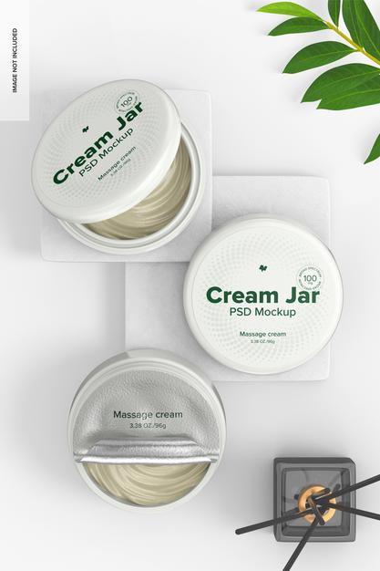 3.38 Oz Cream Jars Mockup Psd