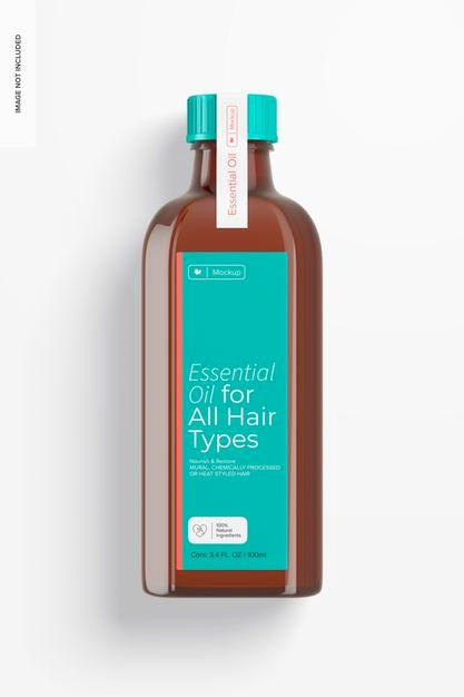 3.4 Oz Oil Bottle Mockup, Top View Psd