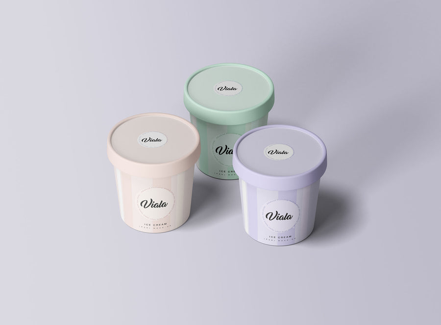 3 Ice Cream Cups Mockup