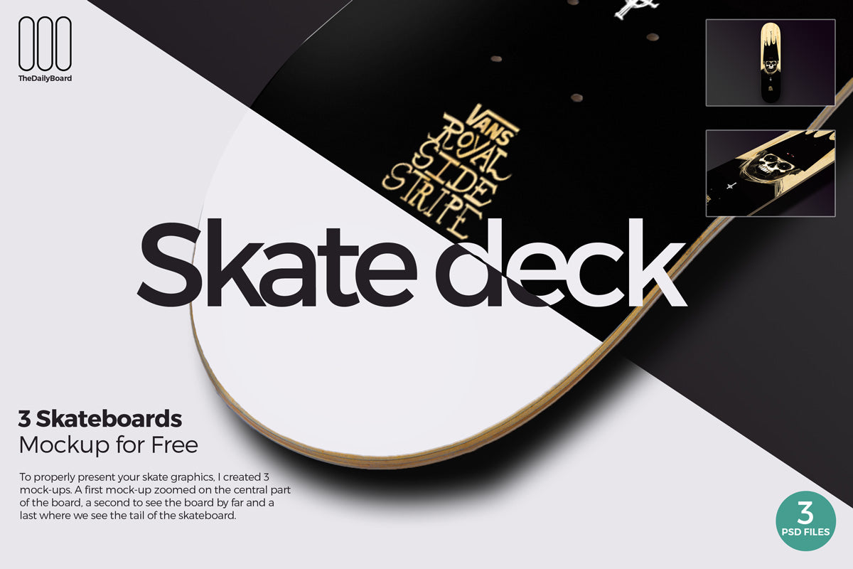 3 Skateboards Mockup