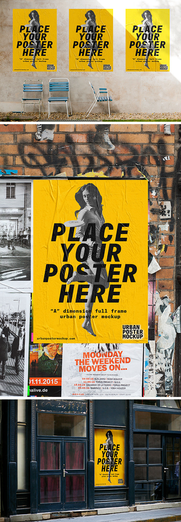 3 Urban Poster Mockups