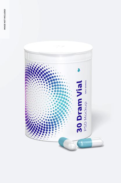 30 Dram Vial With Hinge Mockup Psd