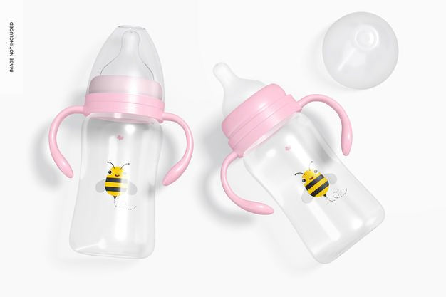 300Ml Baby Milk Bottles Blister Mockup Psd