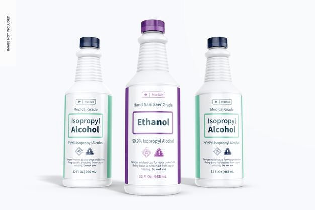 32 Oz Medical Alcohol Bottles Set Mockup Psd