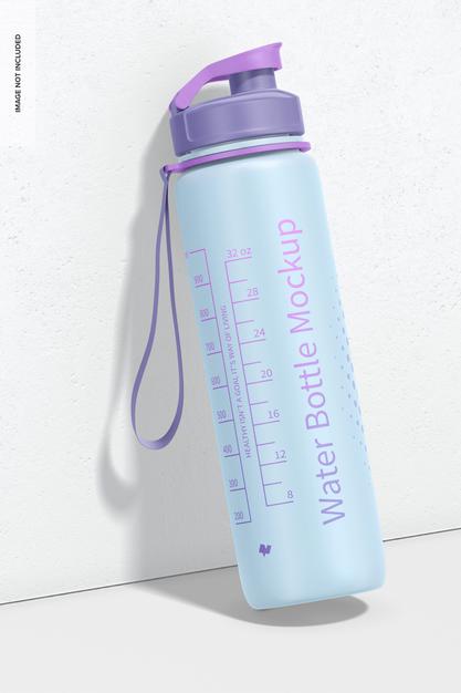 32 Oz Water Bottle Mockup, Leaned Psd