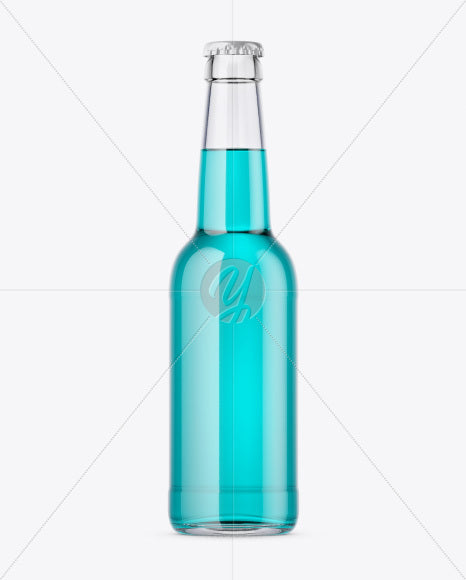330Ml Clear Glass Bottle With Drink Mockup