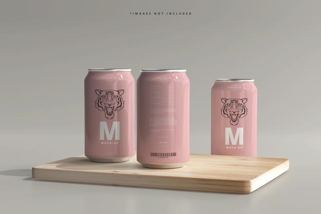 330Ml Medium Size Soda Or Beer Can Mockup Psd
