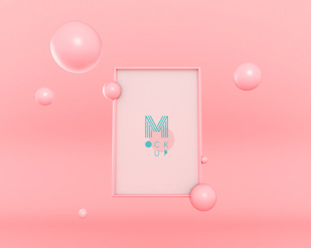 3D Bubbles Floating Frame Psd