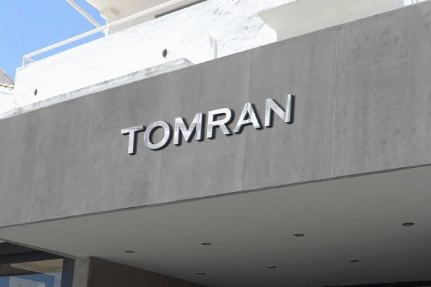 3D Chrome Logo Mockup Grey Facade Sign Psd