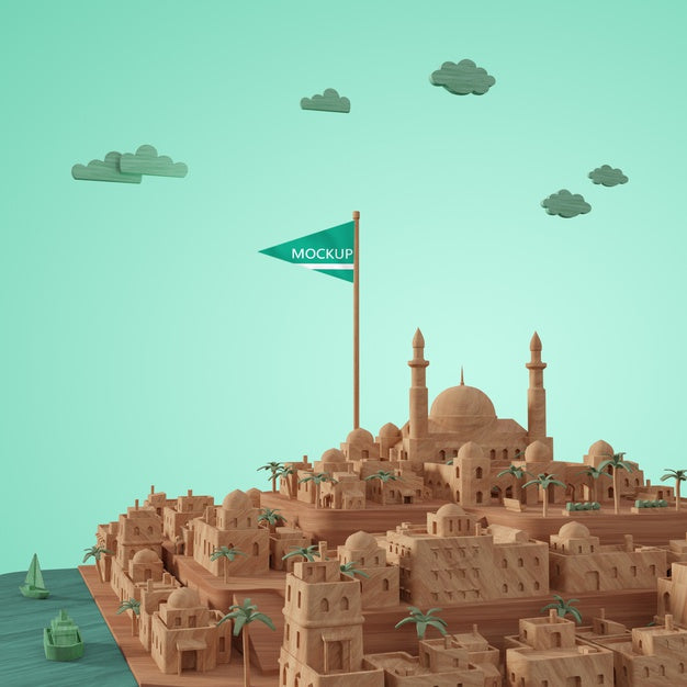 3D Cities Landmark Miniature Model Psd