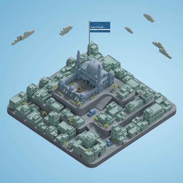3D Cities Landscape Buildings Miniature Psd