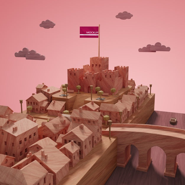 3D Cities Landscape Buildings Model Psd