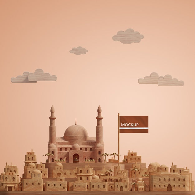 3D Cities Landscape Buildings Model With Mock-Up Psd