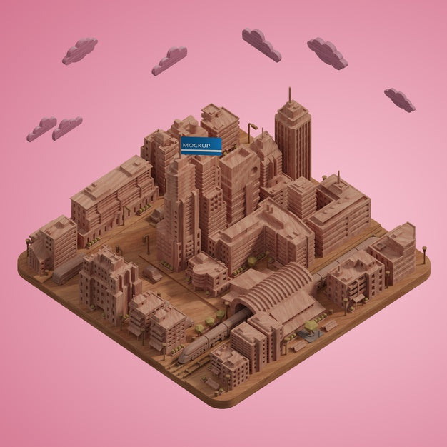 3D Cities Miniatures Model Psd