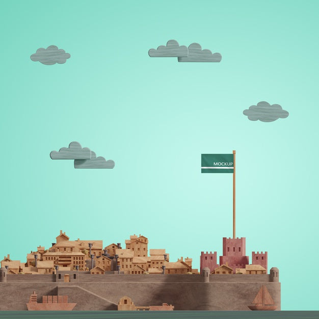 3D Cities World Day Model With Mock-Up Psd