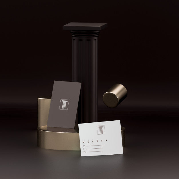 3D Dark Gold Abstract Business Card Mockup Psd