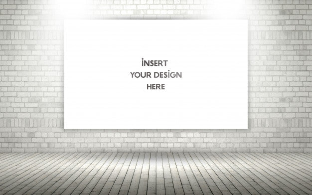 3D Exposed Brick Wall With Blank Canvas Mock Up Psd