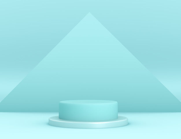 3D Geometric Cyan Podium For Product Placement With Triangular Background And Editable Color Psd