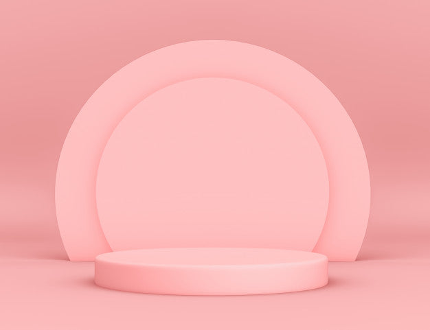 3D Geometric Pink Podium For Product Placement With Circular Background And Editable Color Psd