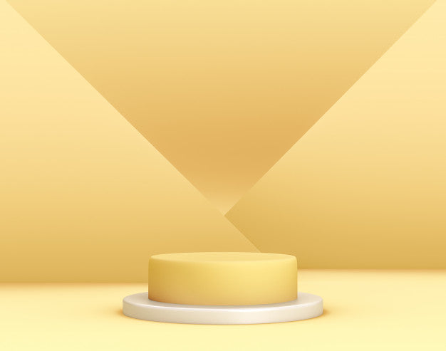 3D Geometric Yellow Podium For Product Placement With Crossed Planes In Background And Editable Color Psd