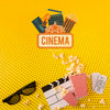 3D Glasses And Cinema Popcorn Top View Psd