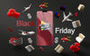 3D Items Black Friday Sale Mock-Up Black Background Psd