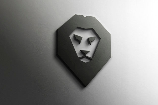 3D Lion Logo Mockup Psd