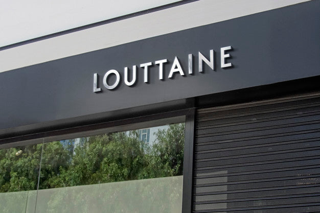 3D Logo Mockup Modern Facade Chrome Sign Psd