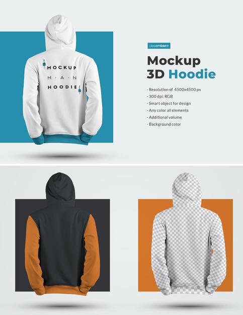 3D Men Mockup Hoodie. Psd