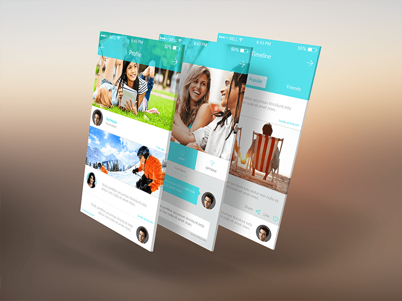 3D Mobile App Screens Mock-Up