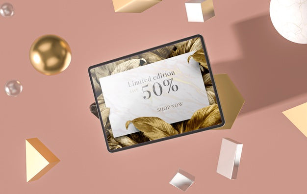 3D Mock-Up Digital Tablet Flat Lay Psd