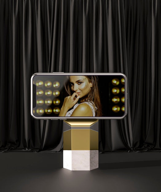 3D Mock-Up Smartphone And Woman Ad Psd