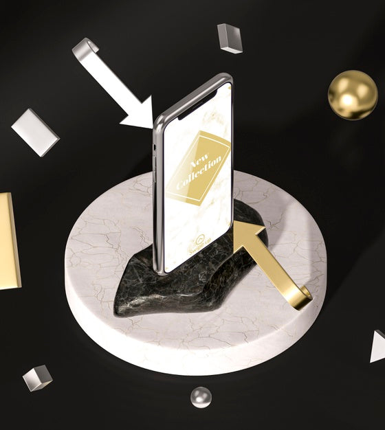 3D Mock-Up Smartphone High View And Arrows Psd