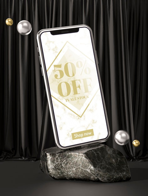 3D Mock-Up Smartphone On Marble Rock Psd