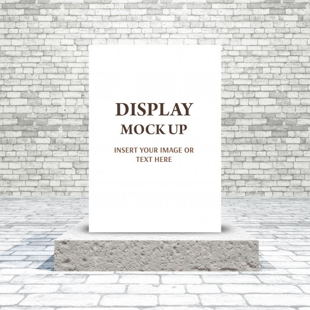 3D Mock Up With Blank Picture On Podium In A Brick Room Psd