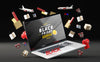 3D Objects And Laptop For Black Friday On Black Background Psd