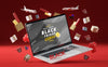 3D Objects And Laptop For Black Friday On Red Background Psd