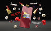 3D Objects And Phone For Black Friday On Black Background Psd