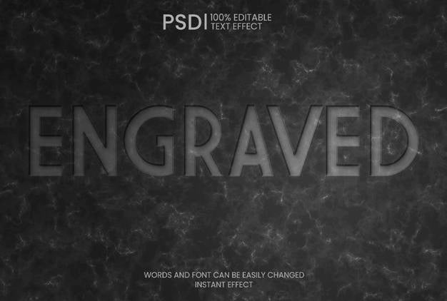 3D Realistic Black Marble Engraved Text Effect Psd