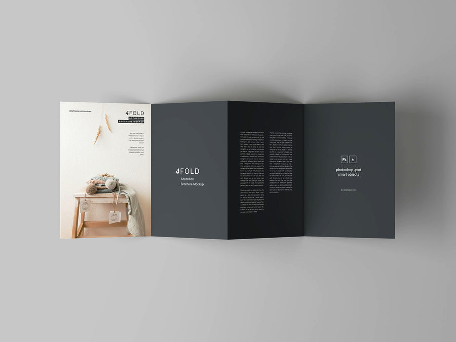 4 Fold Accordion Brochure Mockup