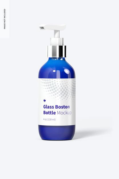 4 Oz Glass Boston Bottle Mockup Psd