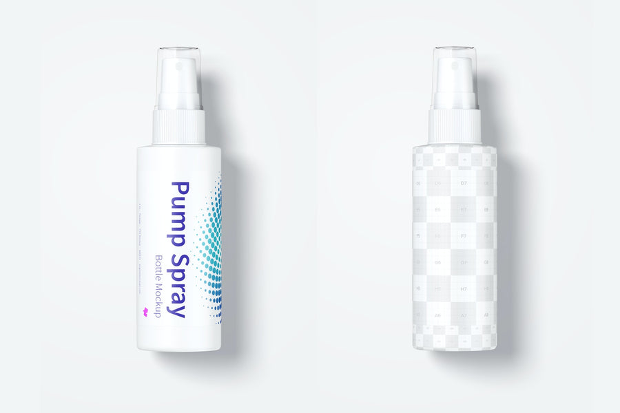 4 Oz Pump Spray Bottle Mockup, Top View 02