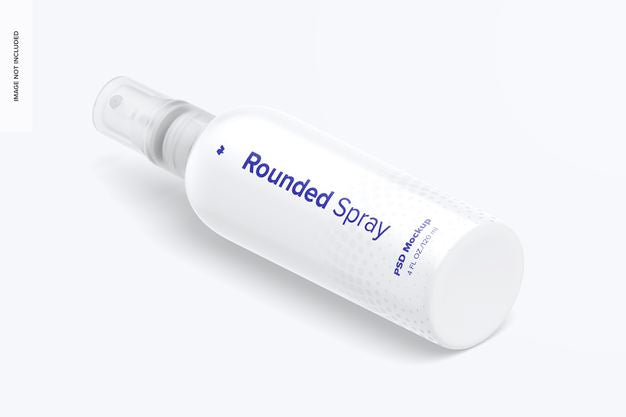4 Oz Spray Rounded Mockup Isometric Right View Psd