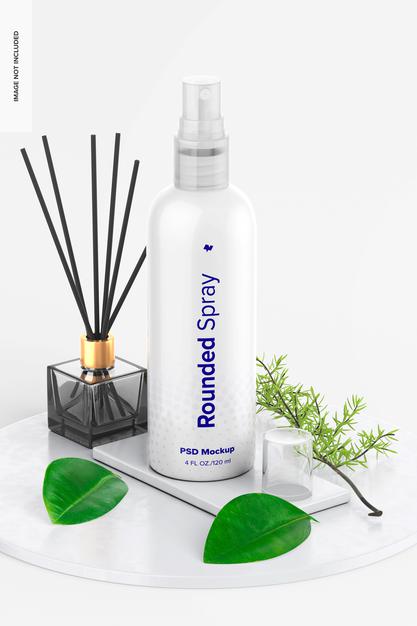 4 Oz Spray Rounded Mockup Psd