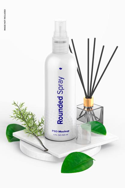 4 Oz Spray Rounded Mockup Psd