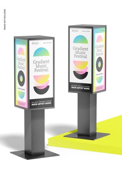 4 Sided Poster Signs Mockup Psd