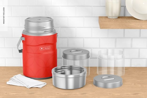 47 Oz Food Jar Mockup, On Kitchen Psd