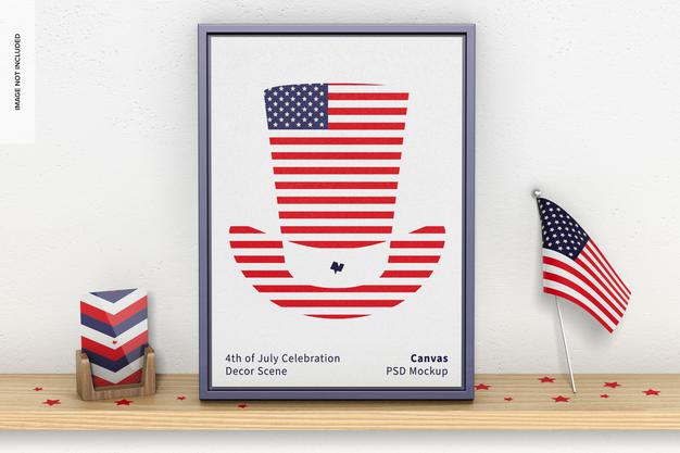 4Th Of July Celebration Decor Scene Mockup, Front View Psd